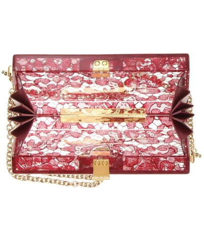 Shop Dolce & Gabbana Dolce Box Embellished Clutch In Dark Red