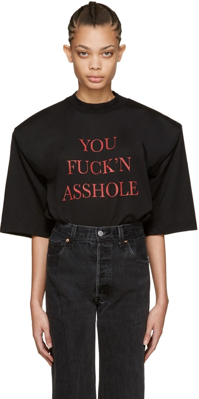 Vetements AW16 You Fuck'n Asshole Shoulder padded T-shirt SZ