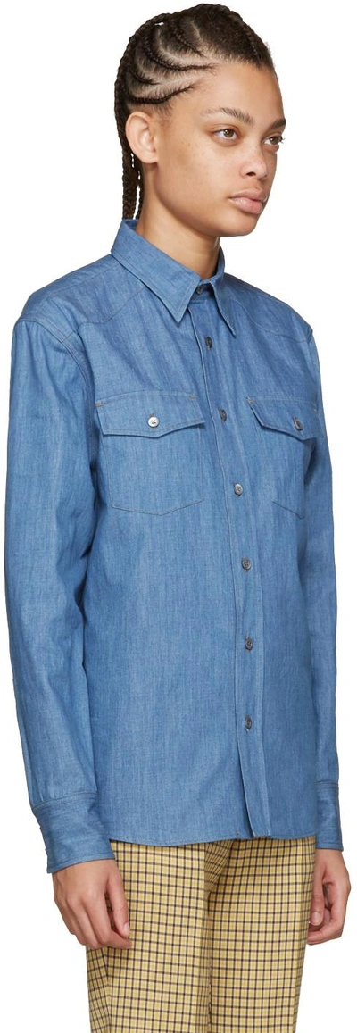 Shop Miu Miu Blue Denim Shirt