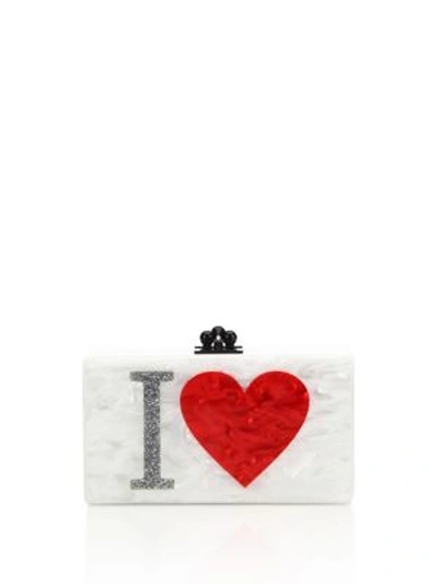 Edie Parker Jean I Heart Ny Acrylic Clutch In White