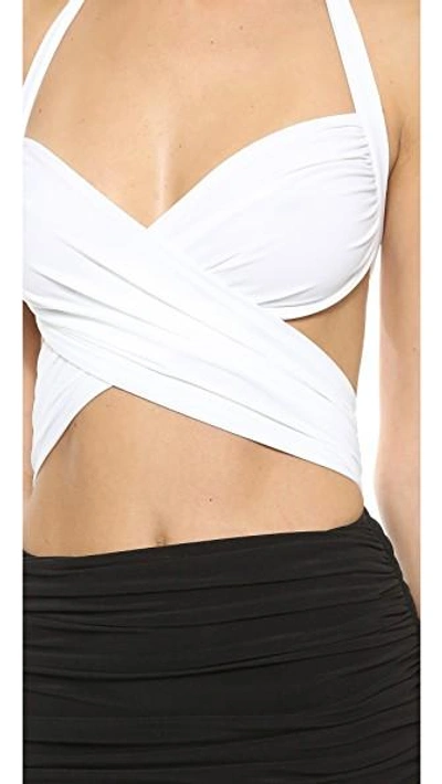 Shop Norma Kamali Xo Bill Mio Combo Swimsuit In White/black