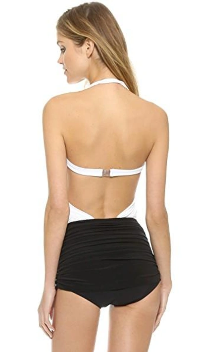 Shop Norma Kamali Xo Bill Mio Combo Swimsuit In White/black