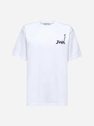 Jw Anderson Women White Logo And Print T-shirt