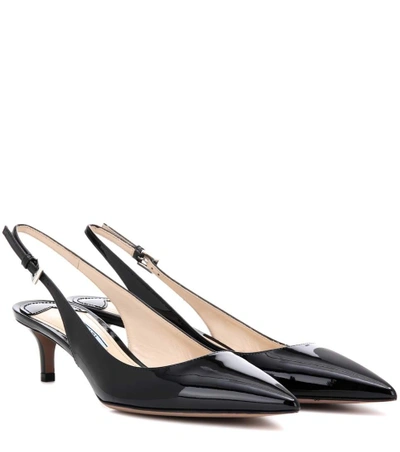 Shop Prada Patent Leather Slingback Pumps In Eero