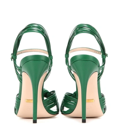 Shop Gucci Leather Sandals In Emerald