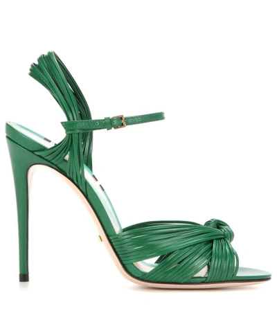 Shop Gucci Leather Sandals In Emerald