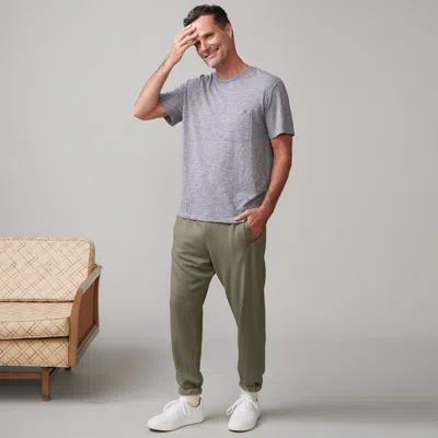 Monrow Textured Tri-blend Relaxed Pocket Crew In Granite