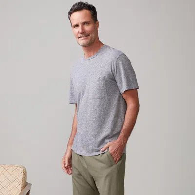 Monrow Textured Tri-blend Relaxed Pocket Crew In Granite