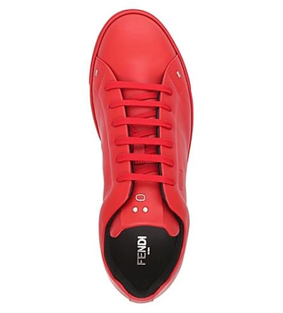 Shop Fendi Face Tennis Leather Trainers In Red