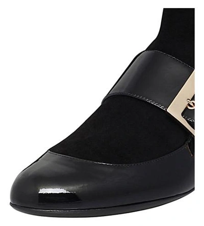 Shop Lanvin Panelled Leather And Suede Ankle Boots In Black