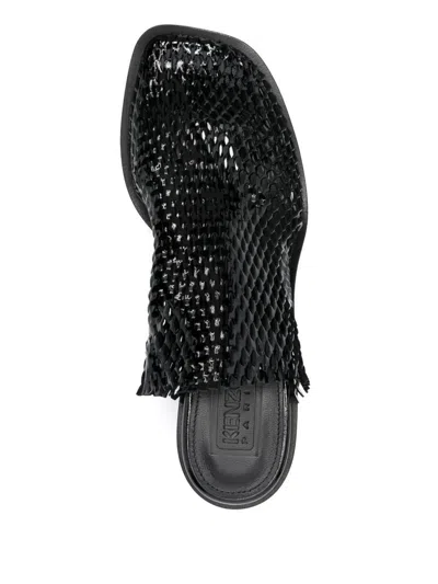 Kenzo 55mm Mesh-design Mules In Black