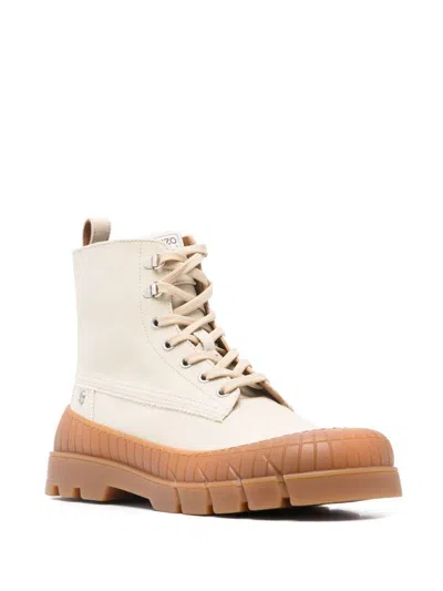 Kenzo High-top Ankle Boots Pull-tab Heel In Neutral