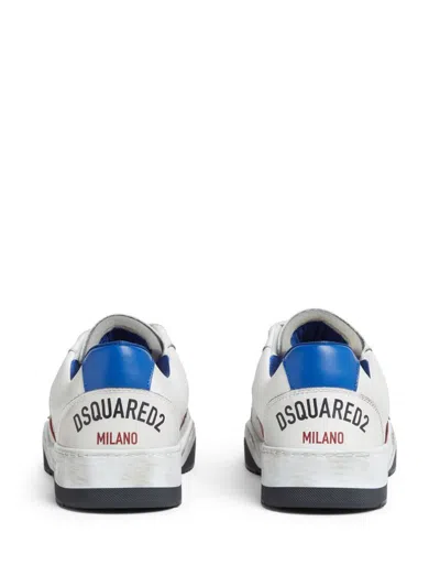 Dsquared2 White Sneakers With Distressed Effect And Logo On The Heel In Leather Man In White
