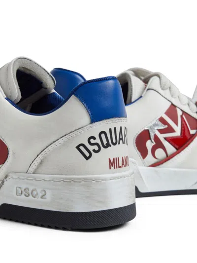 Dsquared2 White Sneakers With Distressed Effect And Logo On The Heel In Leather Man In White