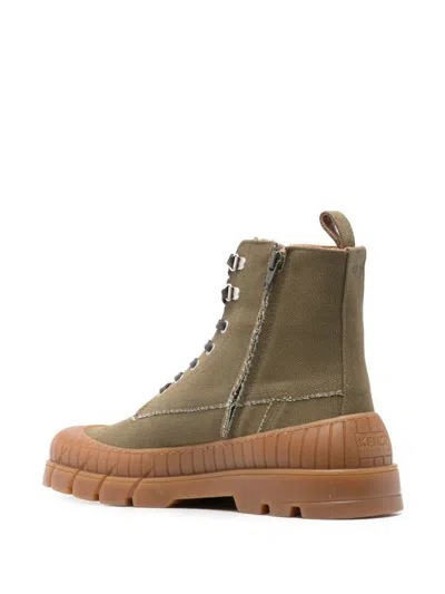 Kenzo High-top Pull-tab Round Toe Rubber Sole Boots In Green