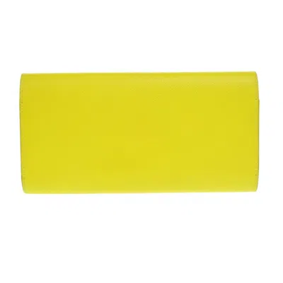 Pre-owned Hermes Lime Epsom Leather Long Wallet (bi-fold) ()