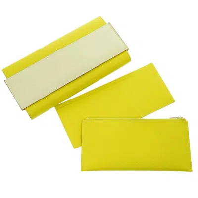 Pre-owned Hermes Lime Epsom Leather Long Wallet (bi-fold) ()
