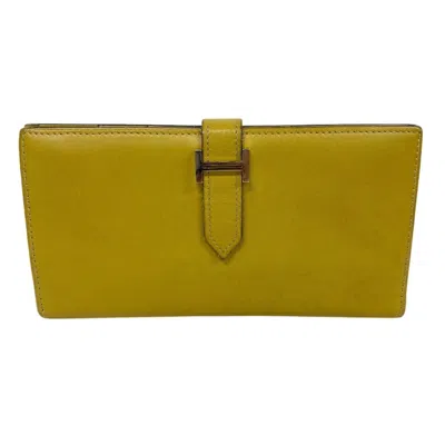 Pre-owned Hermes Yellow Swift Leather Wallet (bi-fold) ()
