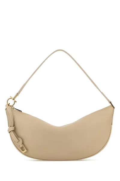 Ferragamo Sand Leather Shoulder Bag