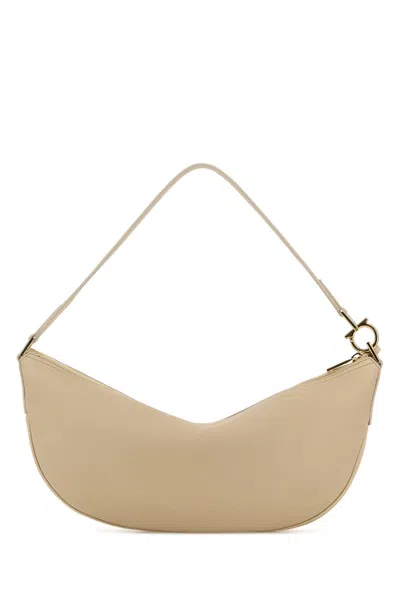 Ferragamo Sand Leather Shoulder Bag
