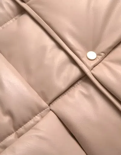 Bottega Veneta Beige Quilted Sleeveless Calf Leather Jacket In Beige