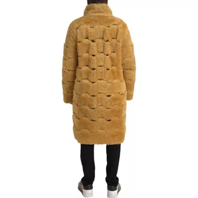 Bottega Veneta Yellow Wool Long Teddy Coat Jacket In Yellow
