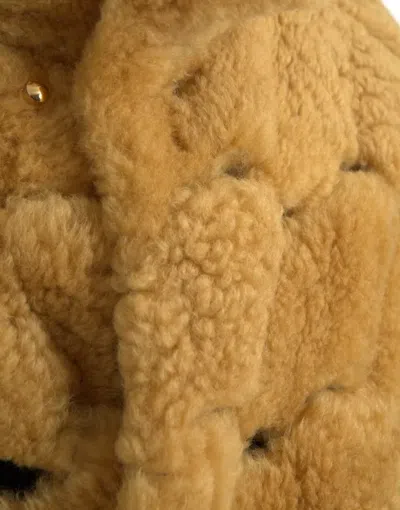 Bottega Veneta Yellow Wool Long Teddy Coat Jacket In Yellow