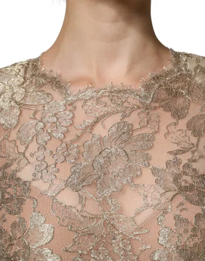 Dolce & Gabbana Gold Floral Lace A-line Sheath Mini Women's Dress () In Gold