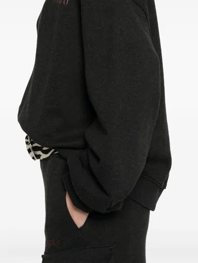 Attico Oversized Sweatshirt With Deep V-neck In Gradient Black In Black Fade/brown