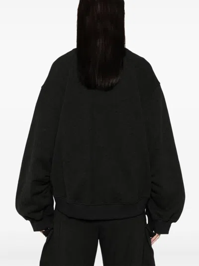 Attico Oversized Sweatshirt With Deep V-neck In Gradient Black In Black Fade/brown