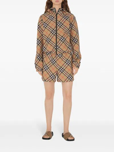 Burberry Check Pattern Slip-on Slides In Beige