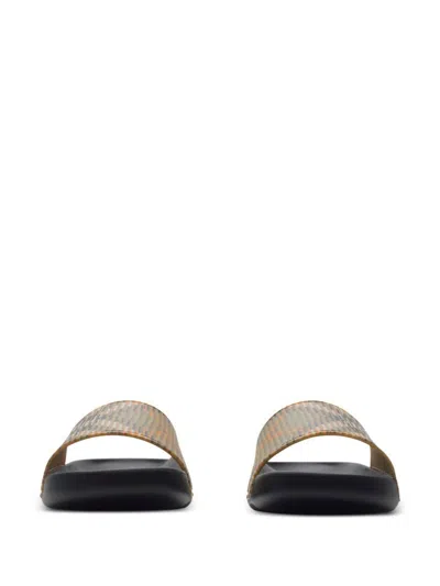 Burberry Check Pattern Slip-on Slides In Beige