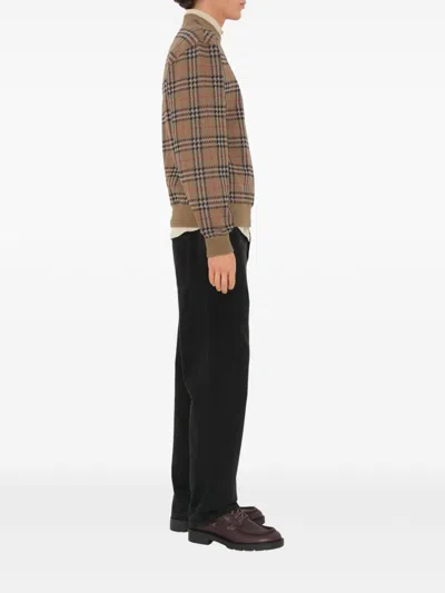 Burberry Check Pattern Sweatshirt With Embroidered Logo In Multicolor