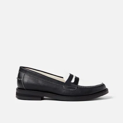 Duke & Dexter Women's Wilde Black + White Vegan Penny Loafer - Women's In Black/white