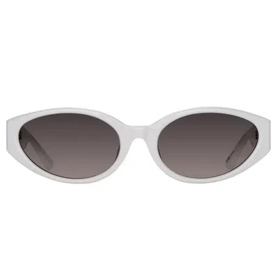 Linda Farrow Lyra - White / Yellow Gold Sunglasses In White