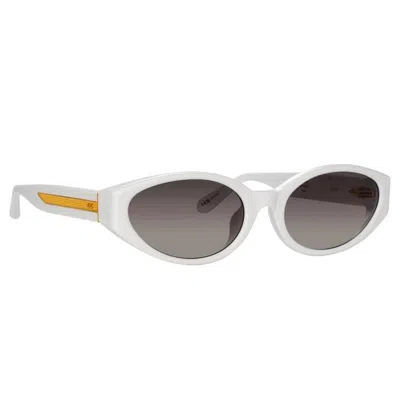 Linda Farrow Lyra - White / Yellow Gold Sunglasses In White