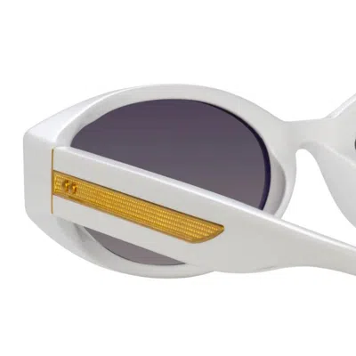 Linda Farrow Lyra - White / Yellow Gold Sunglasses In White