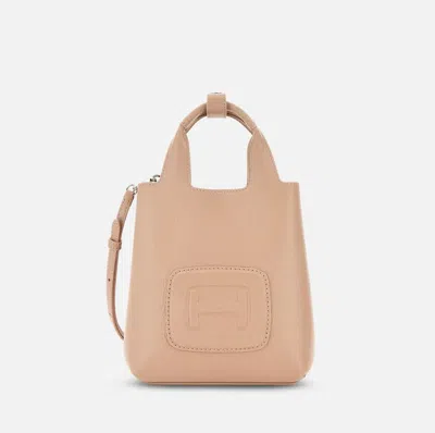 Hogan Mini Bag With 2 Handles And Removable Strap In Beige