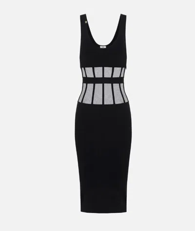 Elisabetta Franchi Form-fitting Knit Midi Dress In Black