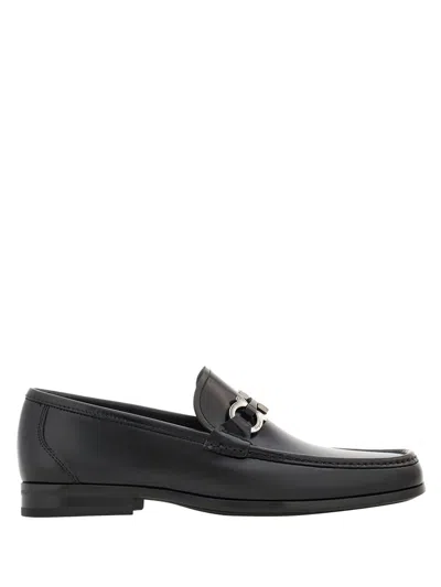 Ferragamo Men's Foster Gancini Bit Loafers In Black