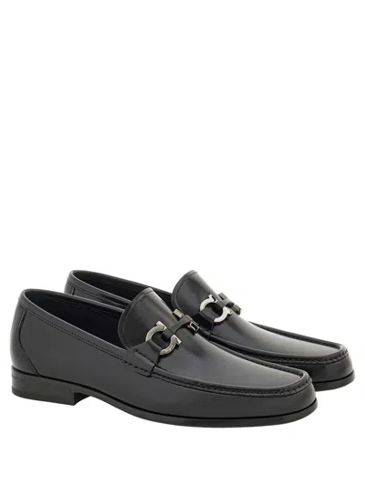 Ferragamo Men's Foster Gancini Bit Loafers In Black
