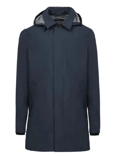 Herno Dark Blue Trench Coat In Blue