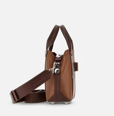 Hogan Structured Medium Shoulder Bag With Contrast Panels In Brown