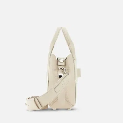 Hogan Script Small Leather Tote Bag In Beige