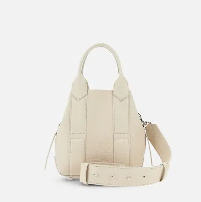 Hogan Script Small Leather Tote Bag In Beige