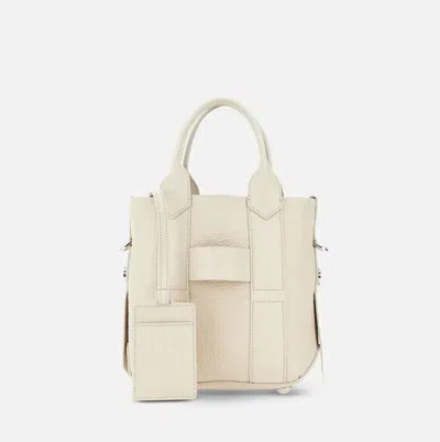 Hogan Script Small Leather Tote Bag In Beige