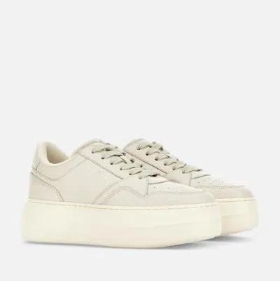 Hogan Calfskin Sneakers With Panel Design And Embossed Tongue In Bianco Lana
