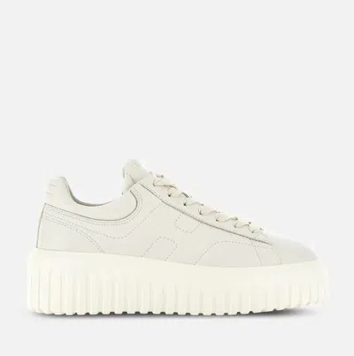 Hogan Logo-embroidered Low-top Sneakers In Yogurt