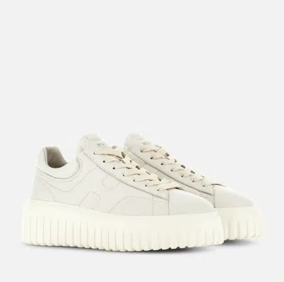 Hogan Logo-embroidered Low-top Sneakers In Yogurt