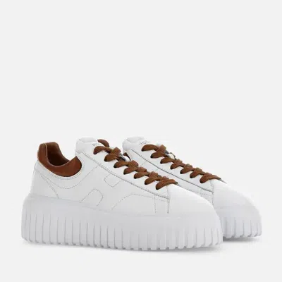Hogan H-stripes Low-top Leather Sneakers In White